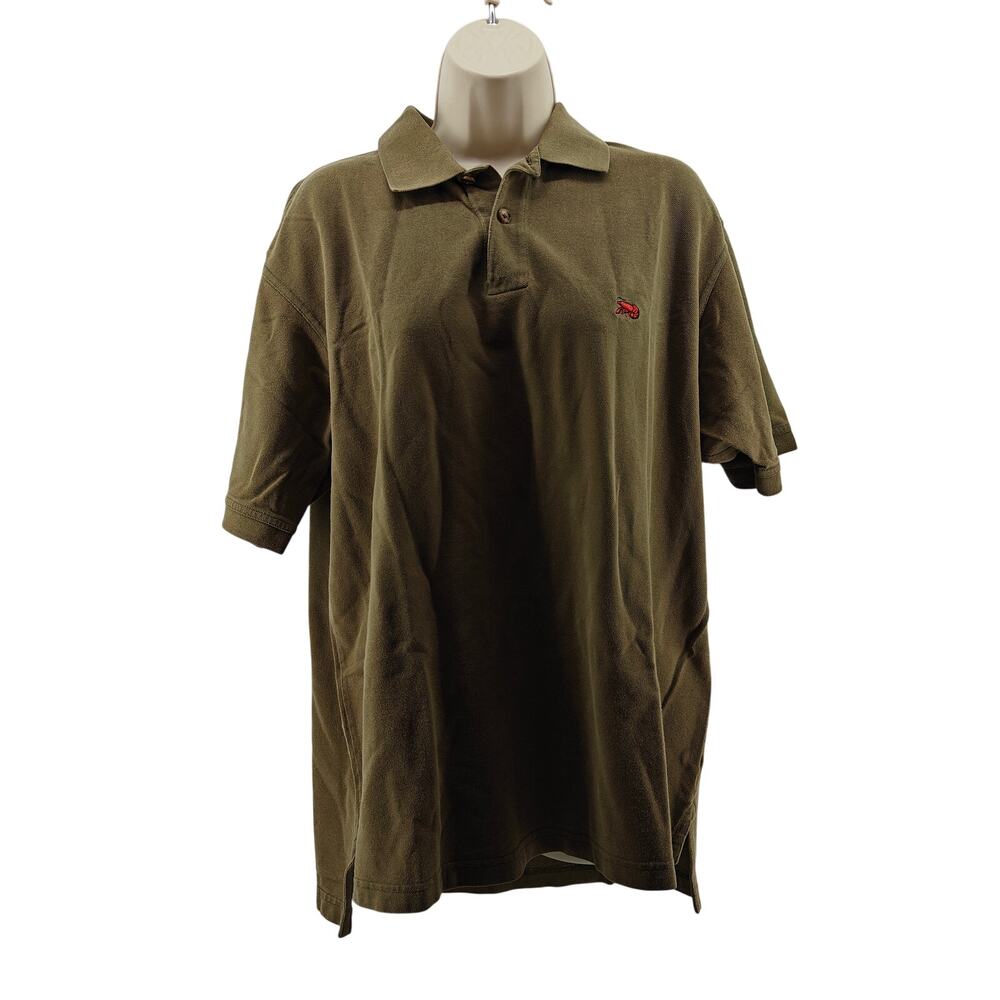 PERLIS Brown Short Sleeve Cotton Polo Shirt Mens Large Crawfish Logo